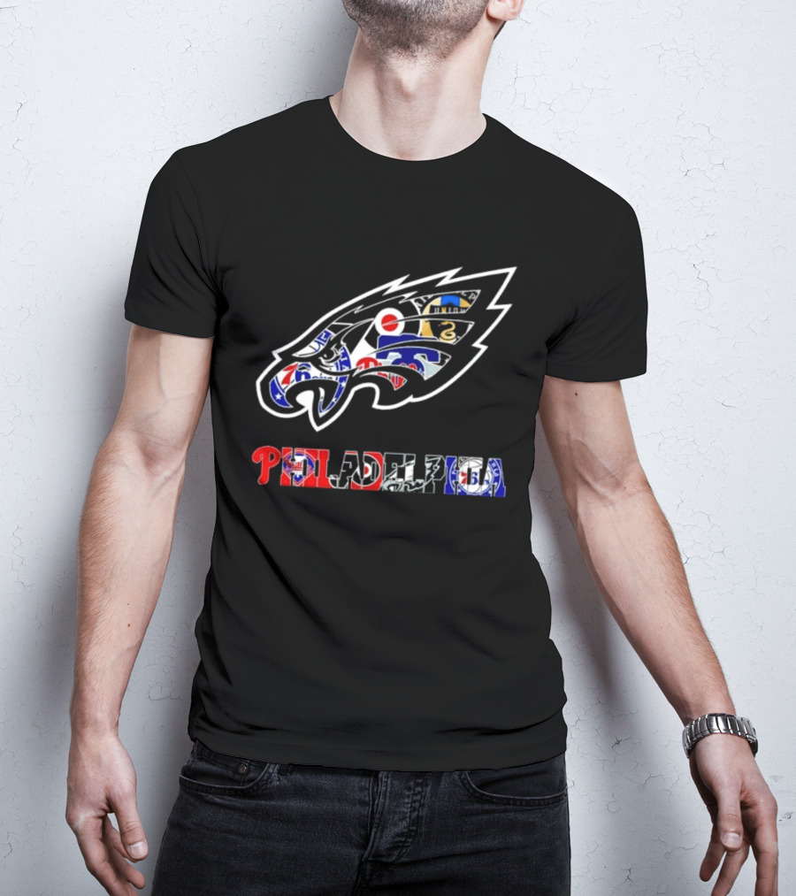 Philadelphia Sports Teams Logos Mashup Eagles Phillies Flyers Sixers Union T-Shirt