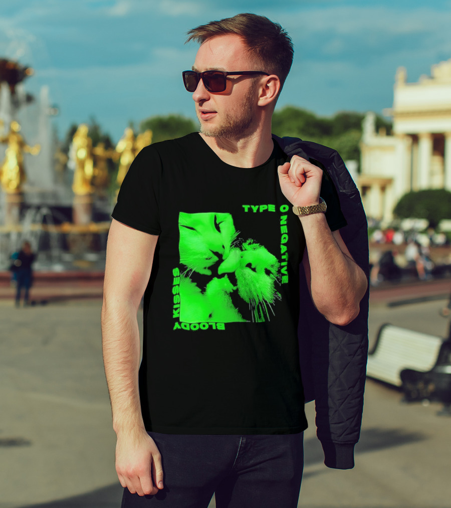 Type O Negative Cat Kissing Kisses Bloody T-Shirt