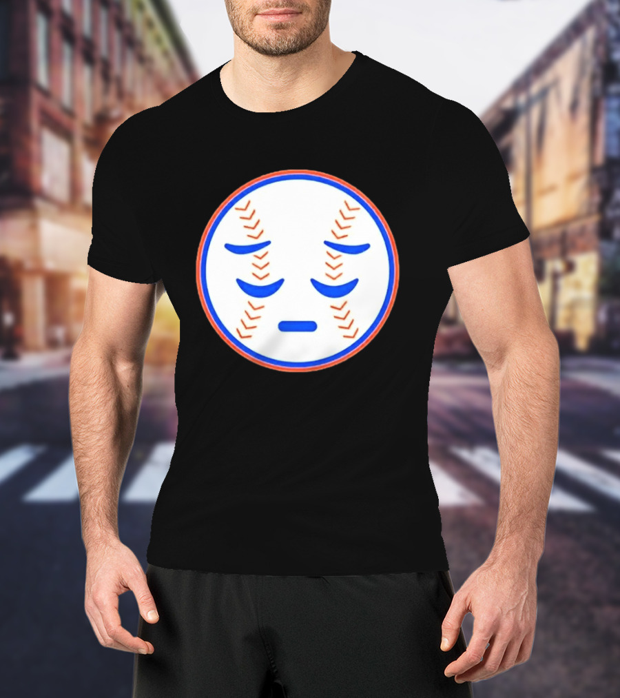 Disappointed Baseball Face New York Mets Emojis T-Shirt