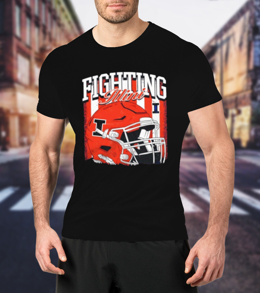 Fighting Illini NCAA Football Illinois Helmet T-Shirt
