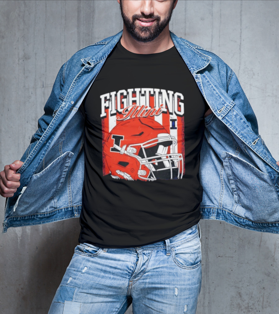 Fighting Illini NCAA Football Illinois Helmet T-Shirt