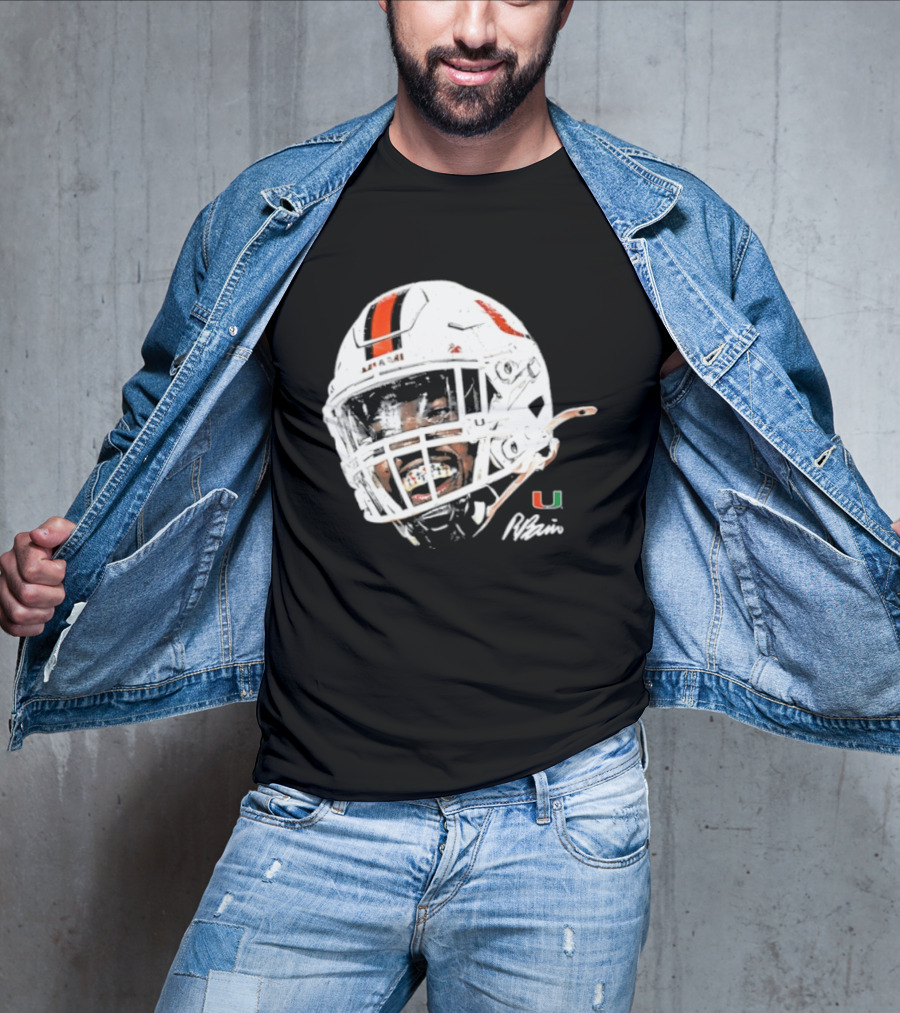 Miami Hurricanes Rueben Bain Jr. Game Face Helmet NCAA Football U T-Shirt