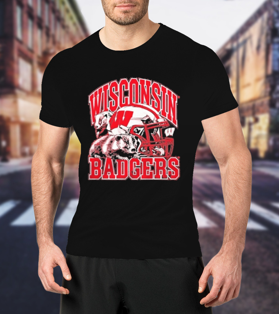 Wisconsin Badgers Football Helmet NCAA Team Pride T-Shirt
