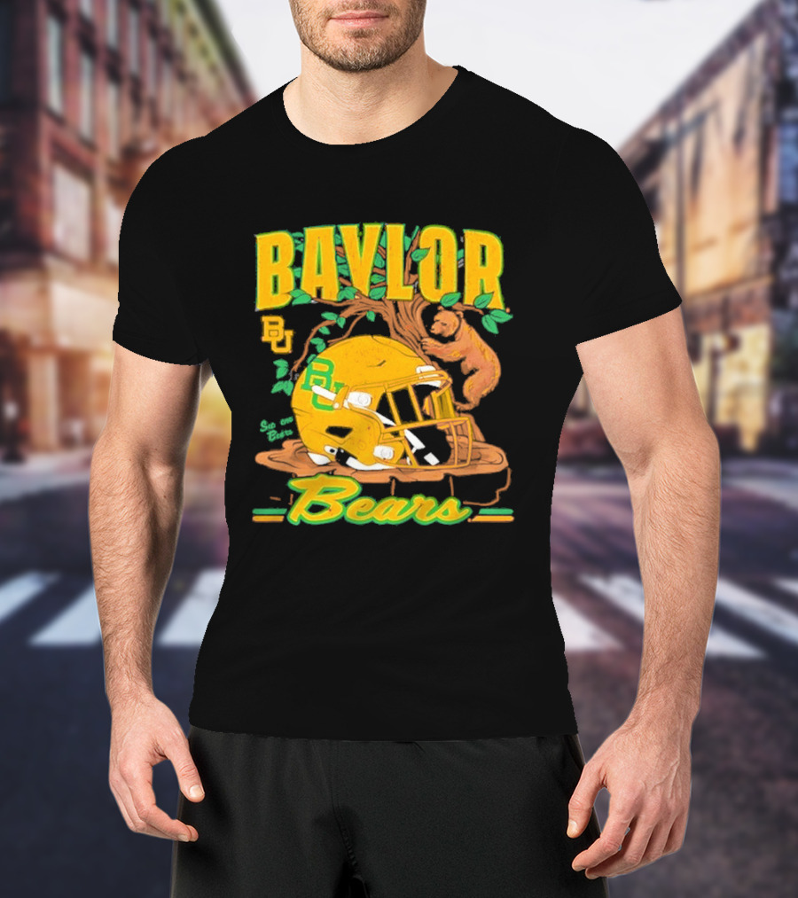 Baylor Bears Football Helmet With Bears And Trees T-Shirt