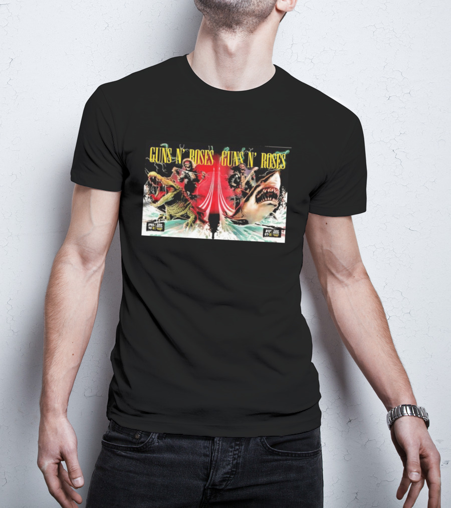 Guns N' Roses April 30 May 5 2026 Hollywood FL Crocodile Shark Skeleton Rock Tour T-Shirt