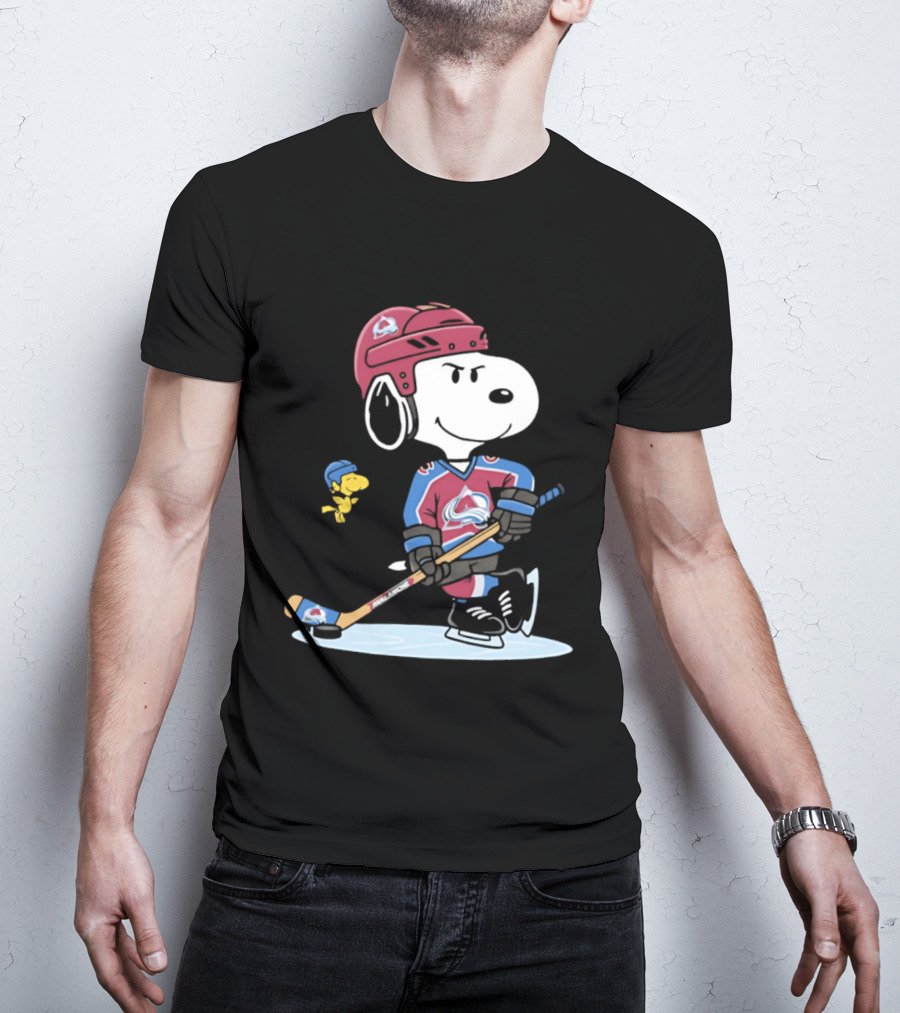 Snoopy Woodstock Colorado Avalanche NHL Hockey Peanuts Collaboration T-Shirt