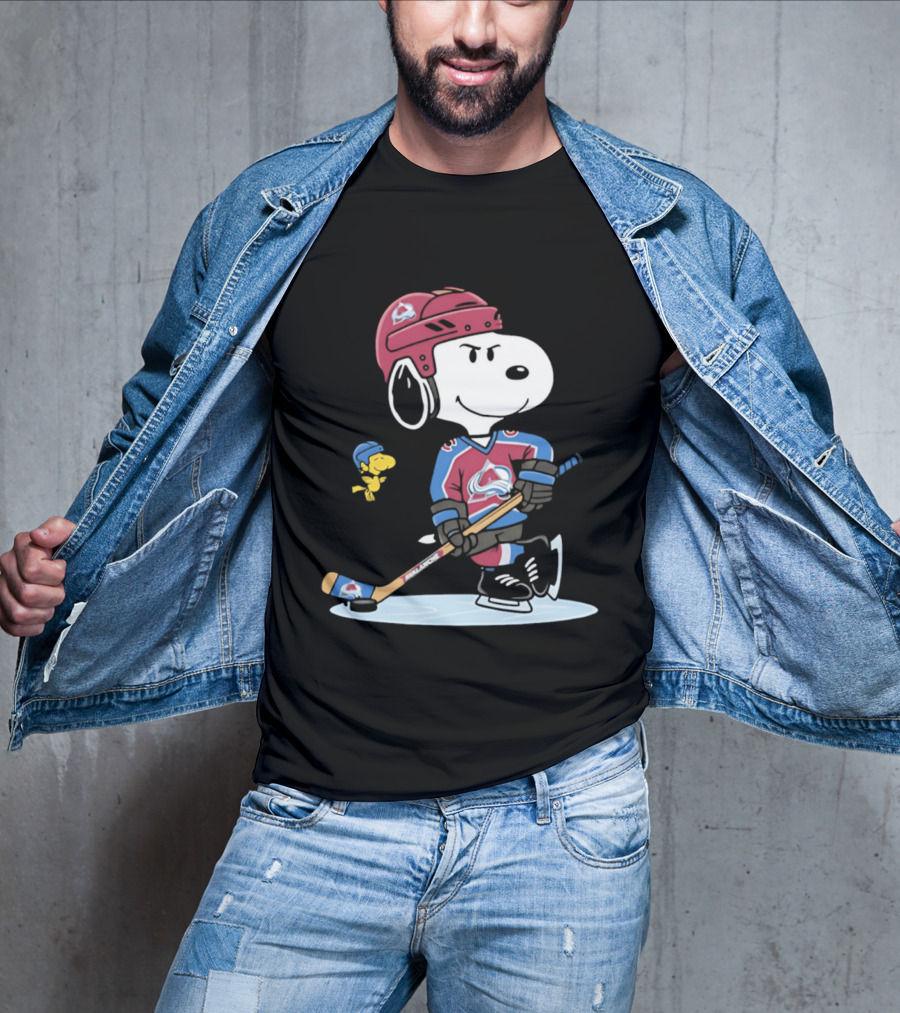 Snoopy Woodstock Colorado Avalanche NHL Hockey Peanuts Collaboration T-Shirt
