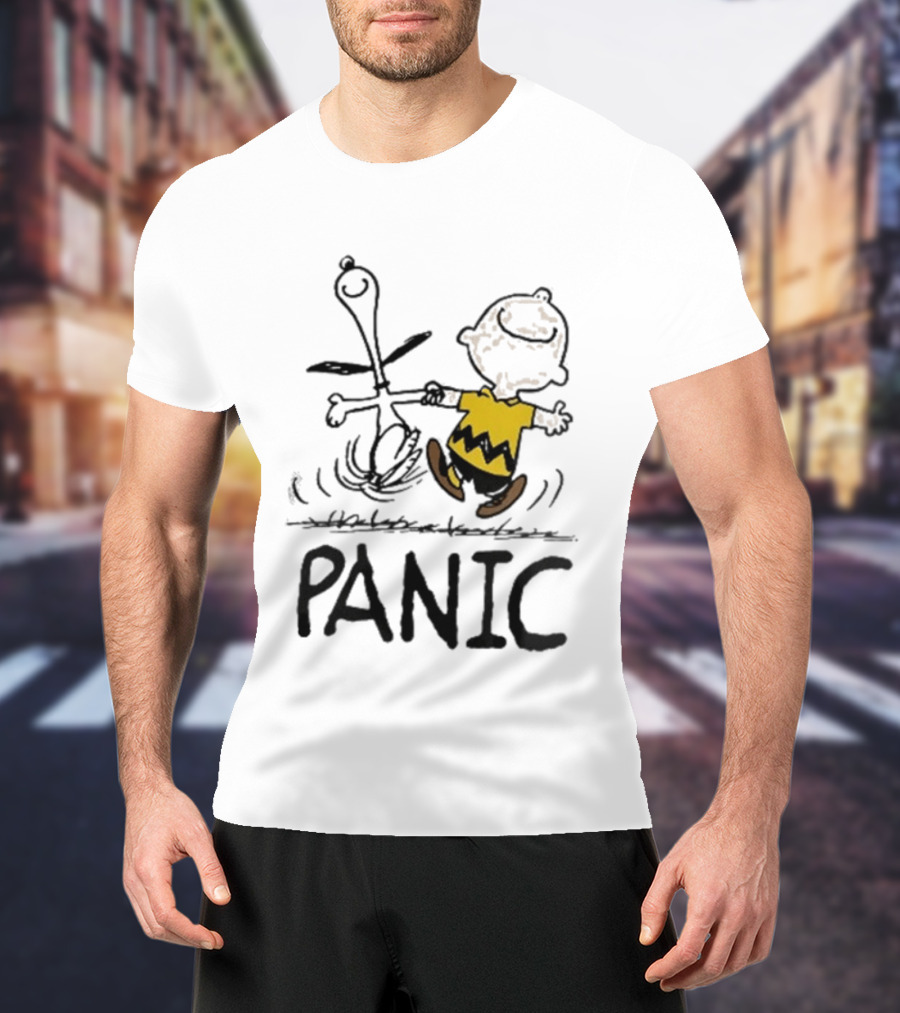 Charlie Brown Snoopy Panic Sometimes A Dog Is As Good As Any Man Peanuts Comic Strip Fun T-Shirt