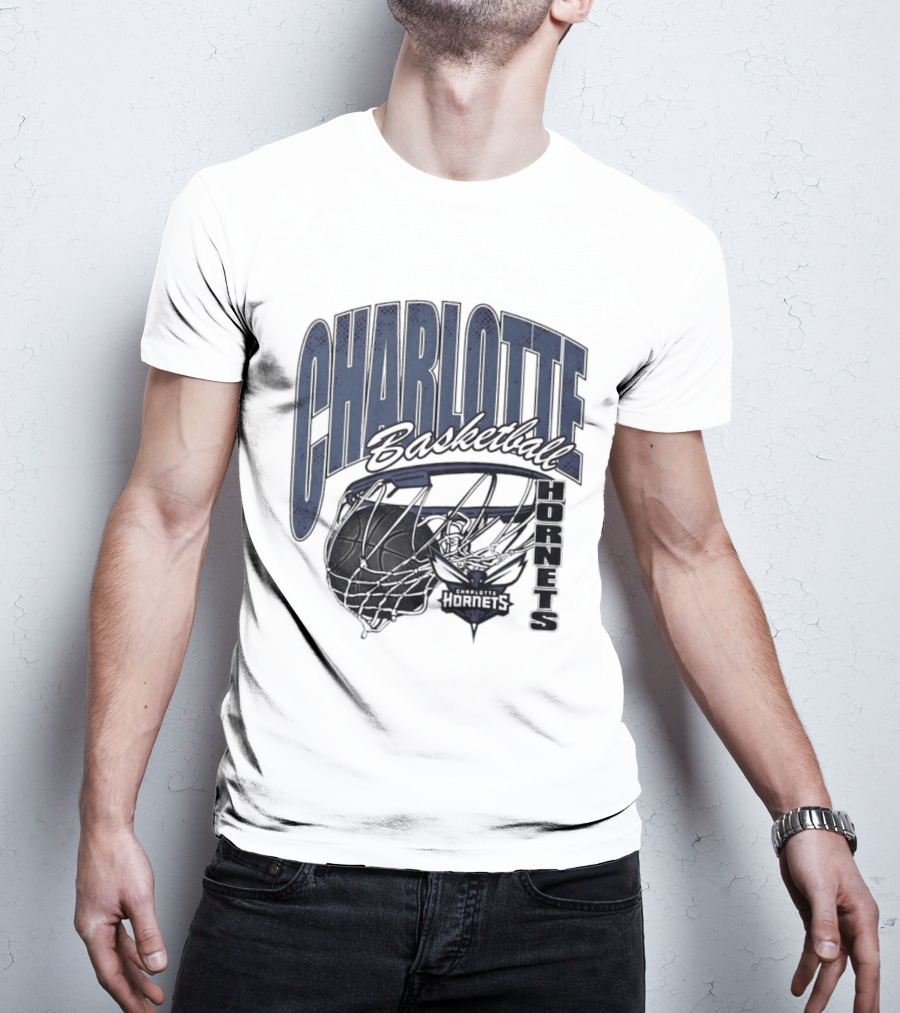 Charlotte Hornets Basketball Script Swish Iconic NBA Team T-Shirt