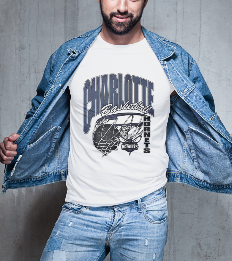 Charlotte Hornets Basketball Script Swish Iconic NBA Team T-Shirt