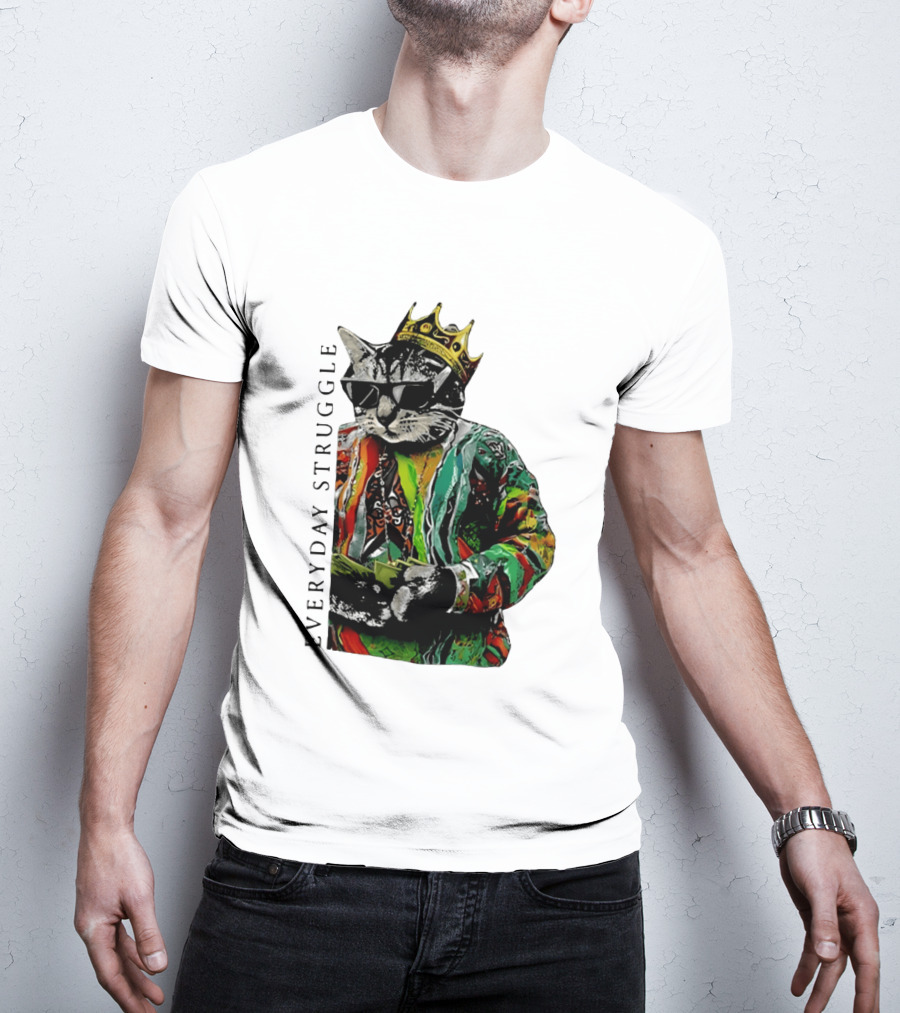 Everyday Struggle Notorious B.I.G Cat Meme Crown Sunglasses T-Shirt