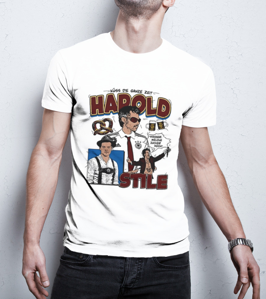 Harold Stile Kuss Die Ganze Zeit Comic Pretzel Sunglasses Police T-Shirt