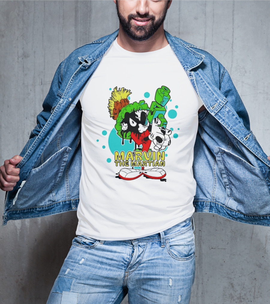 Marvin The Martian Retro Cartoon Character With Ray Gun T-Shirt