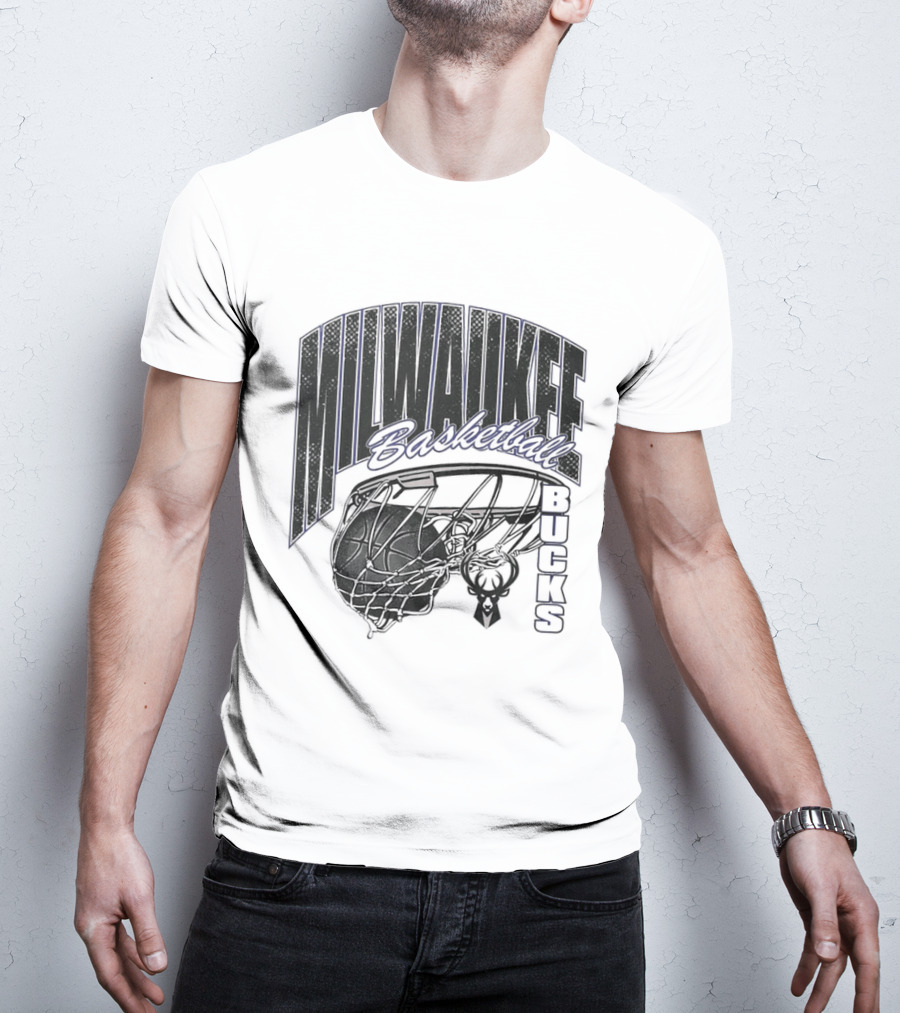 Milwaukee Bucks Basketball Swish Deer Hoop T-Shirt