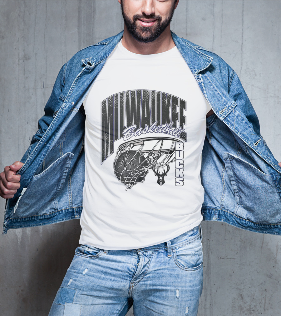 Milwaukee Bucks Basketball Swish Deer Hoop T-Shirt