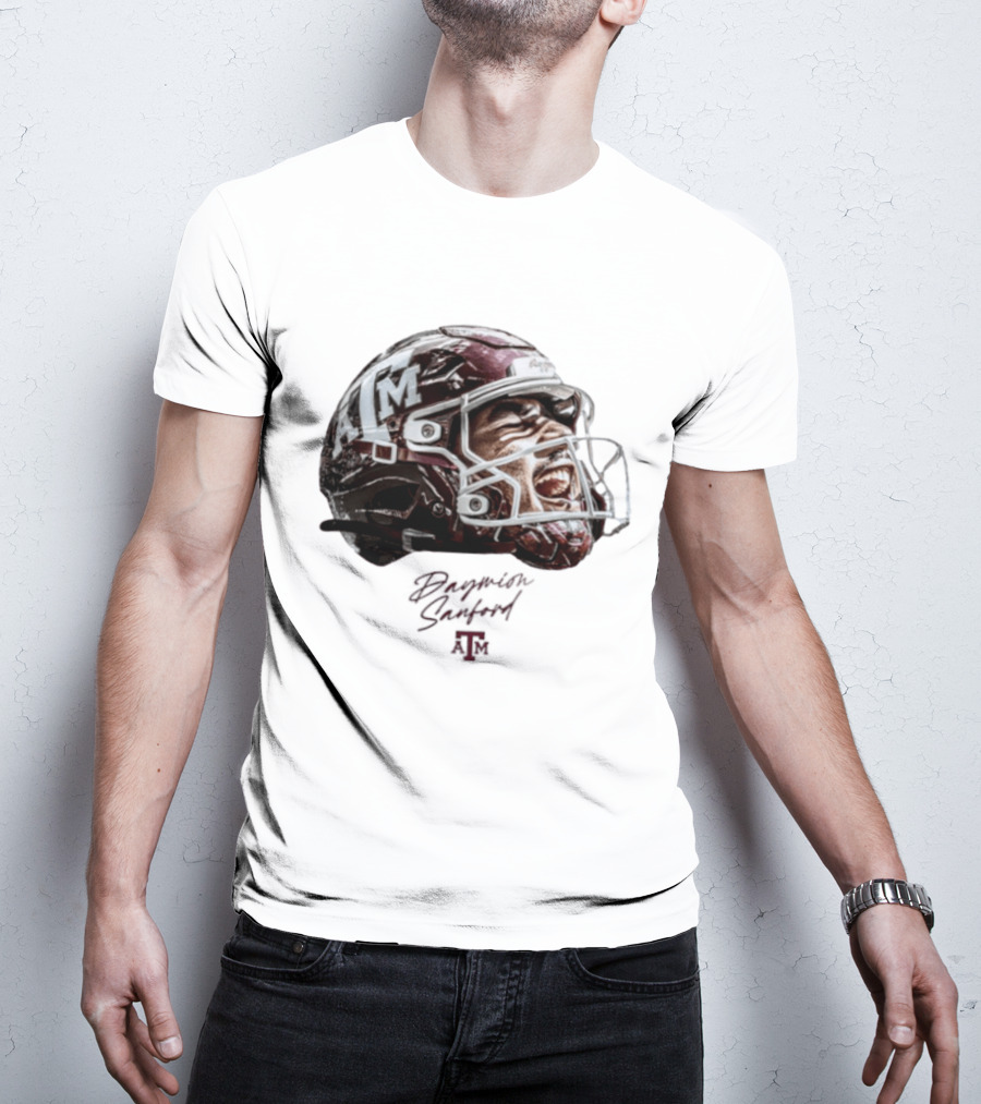 Texas A&M Aggies Football Helmet Game Face Daymion Sanford NCAA T-Shirt