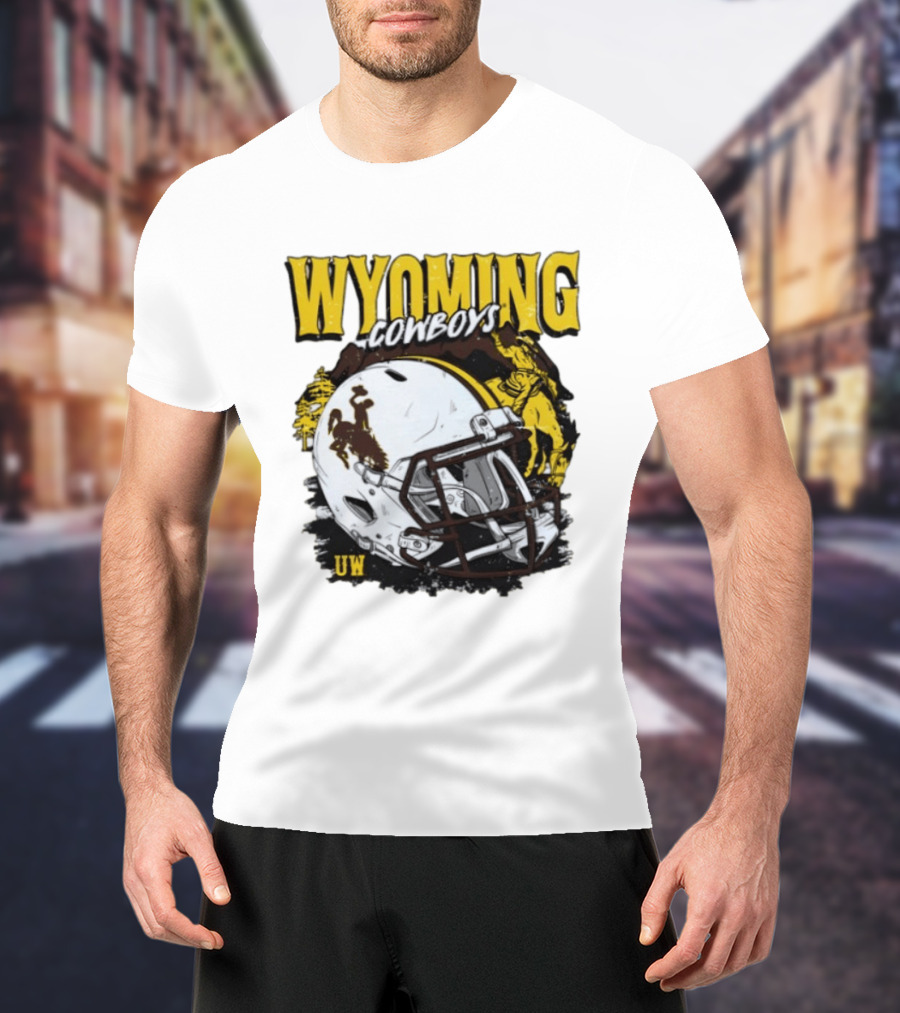 Wyoming Cowboys UW Football Helmet NCAA T-Shirt