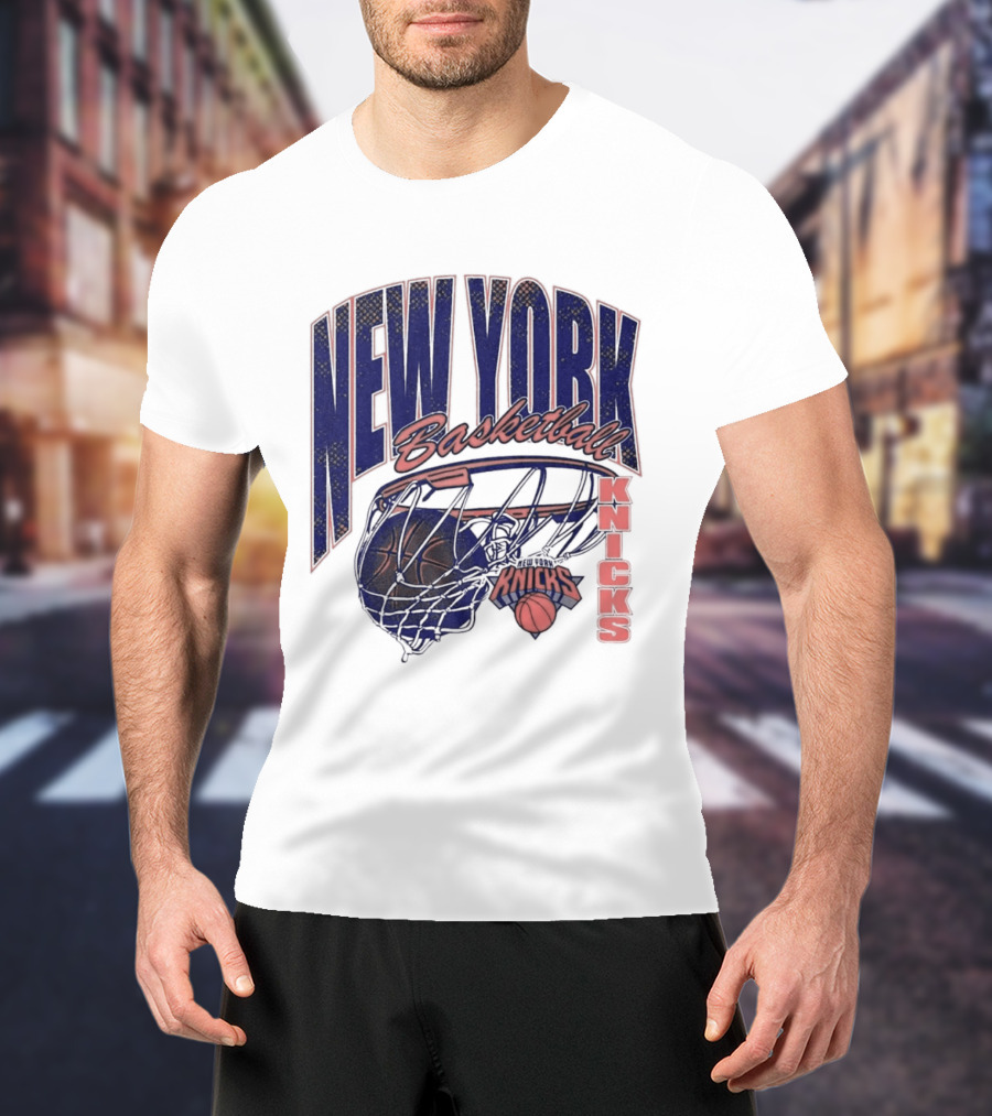New York Basketball Knicks Net And Ball Swish T-Shirt