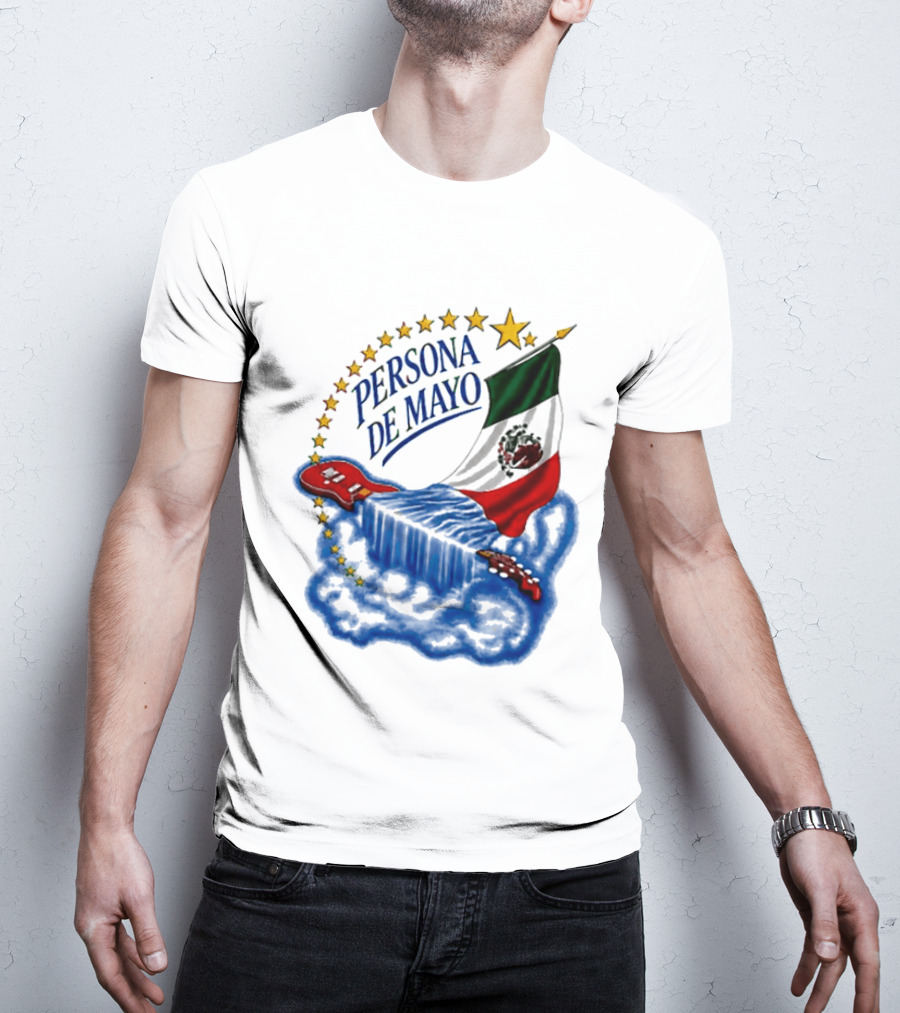 Persona De Mayo Mexican Flag Guitar Star Celebration T-Shirt