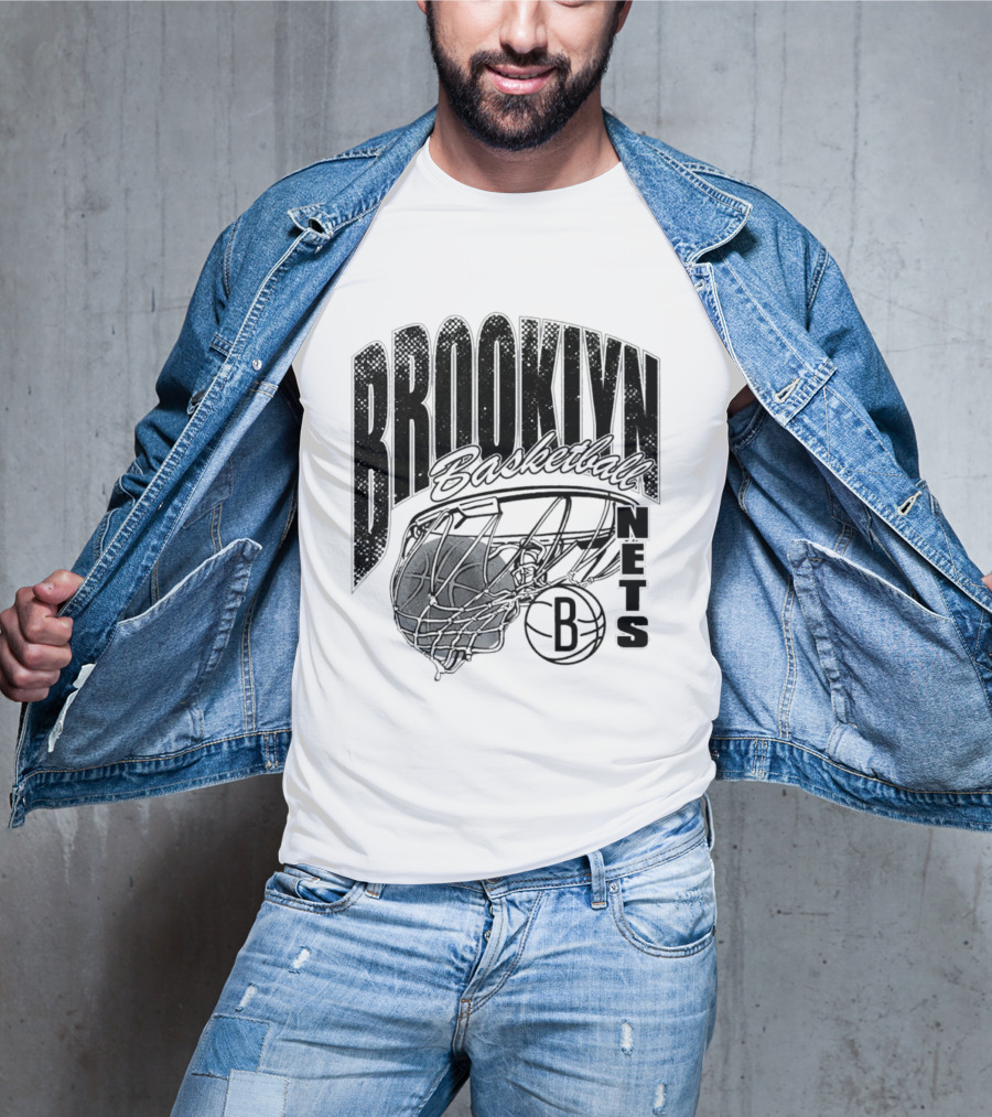 Brooklyn Basketball Nets Swish Ball Script T-Shirt