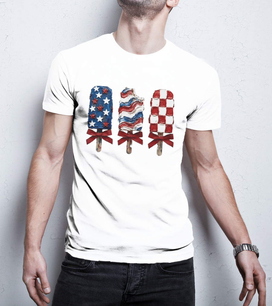 Patriotic Popsicle Stars Stripes Red White Blue T-Shirt