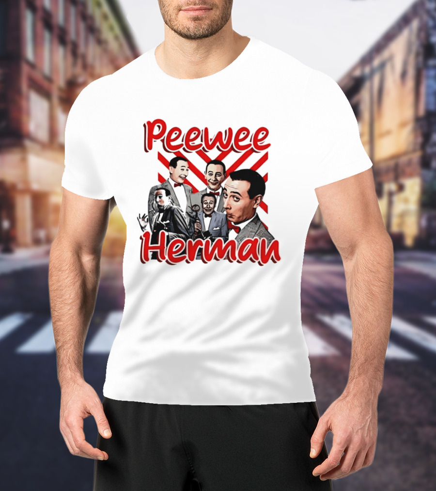 Peewee Herman Iconic Characters Collage Red And Black T-Shirt