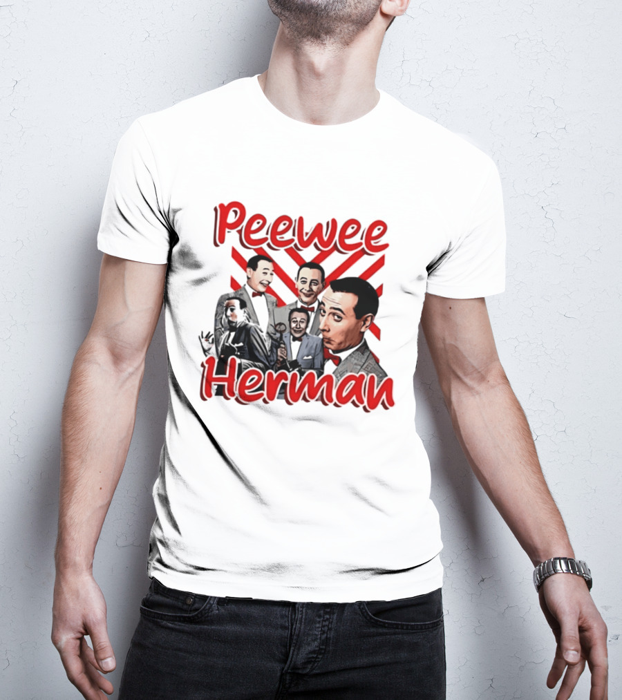 Peewee Herman Iconic Characters Collage Red And Black T-Shirt