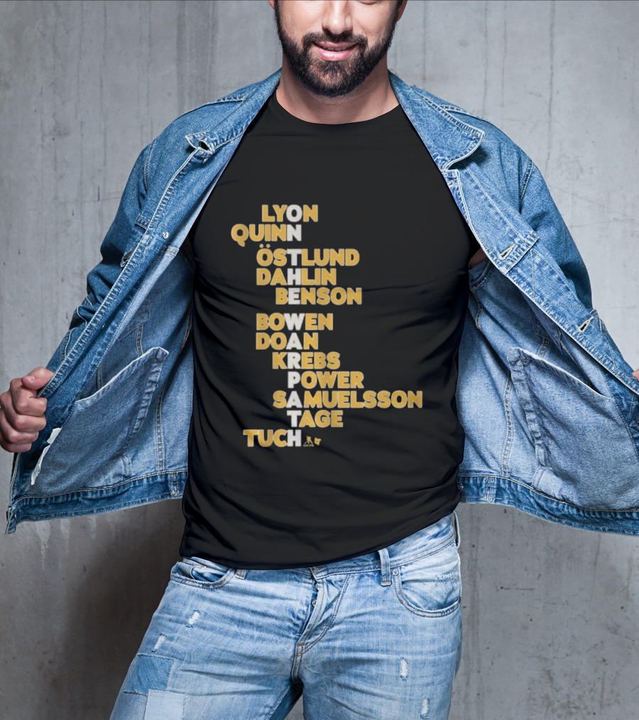 Buffalo Hockey On The Warpath Lyon Quinn Östlund Dahlin Benson Buffalo 2026 T-Shirt