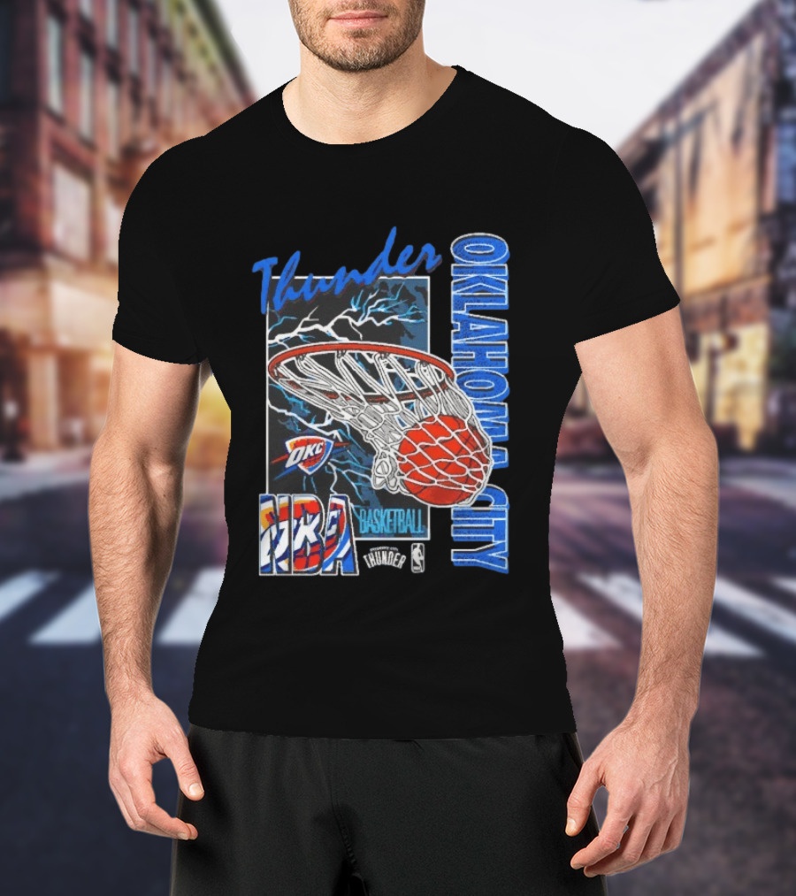 Oklahoma City Thunder NBA Basketball Net Lightning OKC T-Shirt