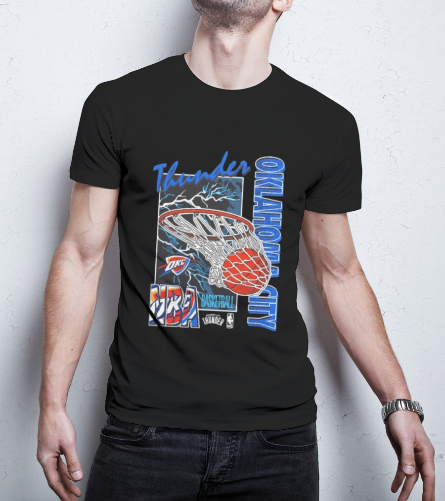 Oklahoma City Thunder NBA Basketball Net Lightning OKC T-Shirt