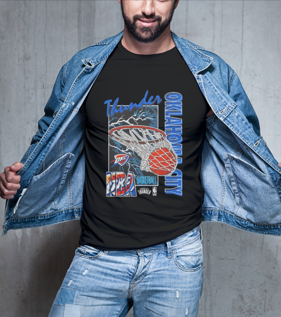 Oklahoma City Thunder NBA Basketball Net Lightning OKC T-Shirt