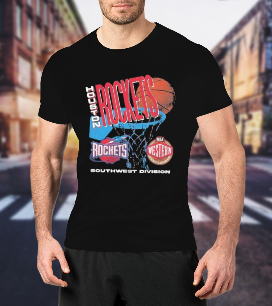 Houston Rockets Southwest Division NBA Western Hardwood Classics 90s Basketball Team T-Shirt