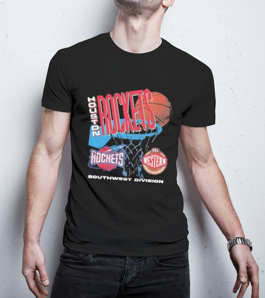 Houston Rockets Southwest Division NBA Western Hardwood Classics 90s Basketball Team T-Shirt