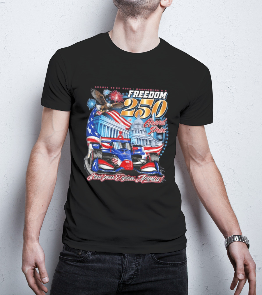 Freedom 250 Grand Prix Start Your Engines America Capitol Eagle Racecar T-Shirt