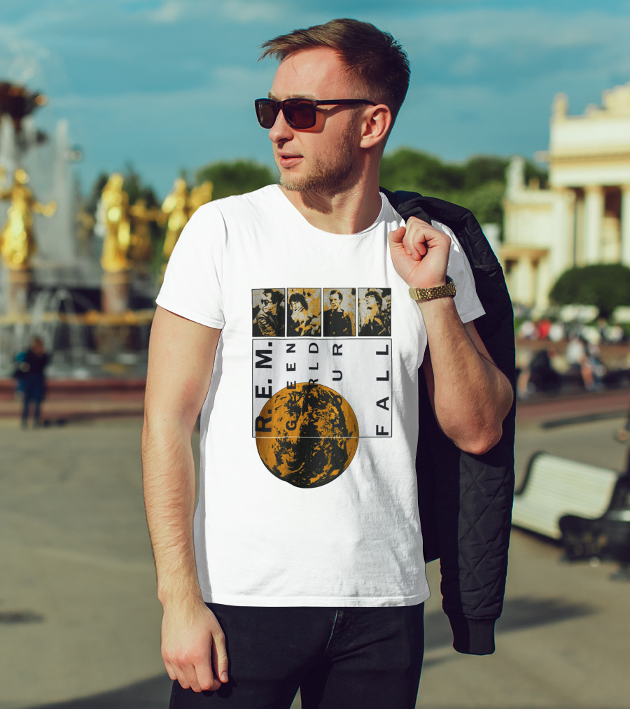 R.E.M. 1989 Green World Tour Fall Vintage Planet Band Photography T-Shirt