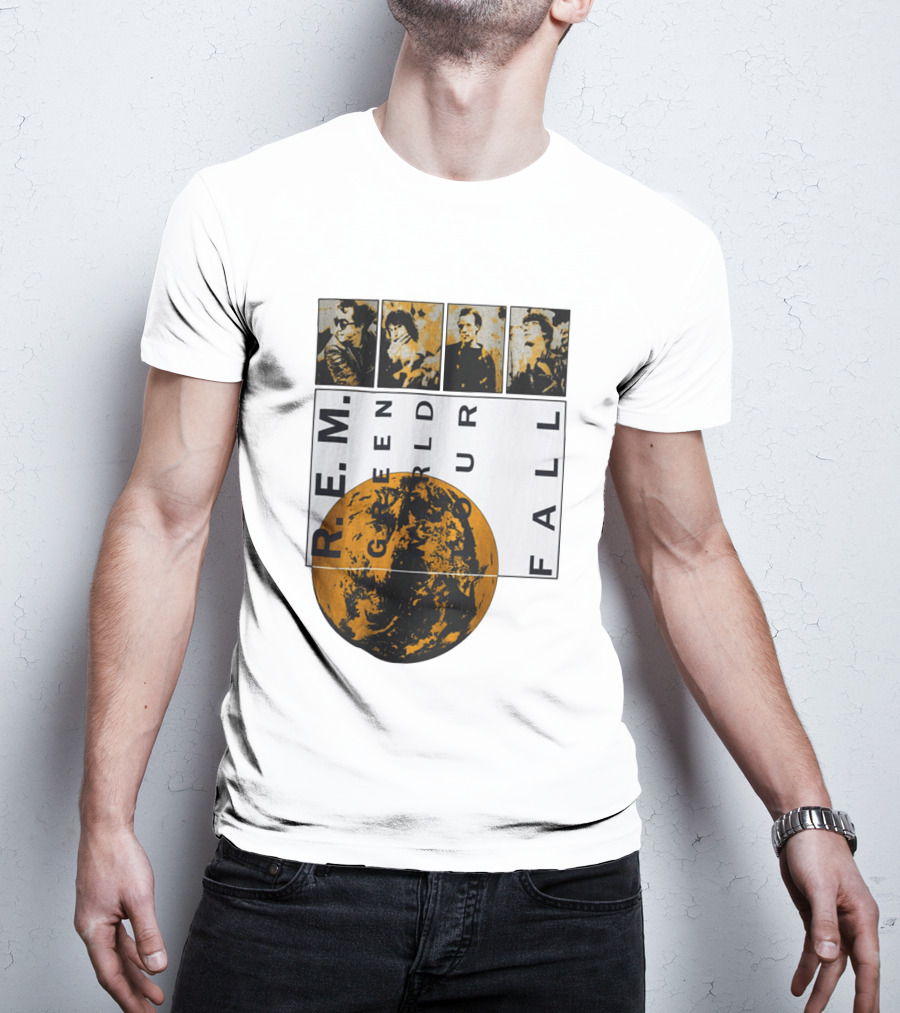 R.E.M. 1989 Green World Tour Fall Vintage Planet Band Photography T-Shirt