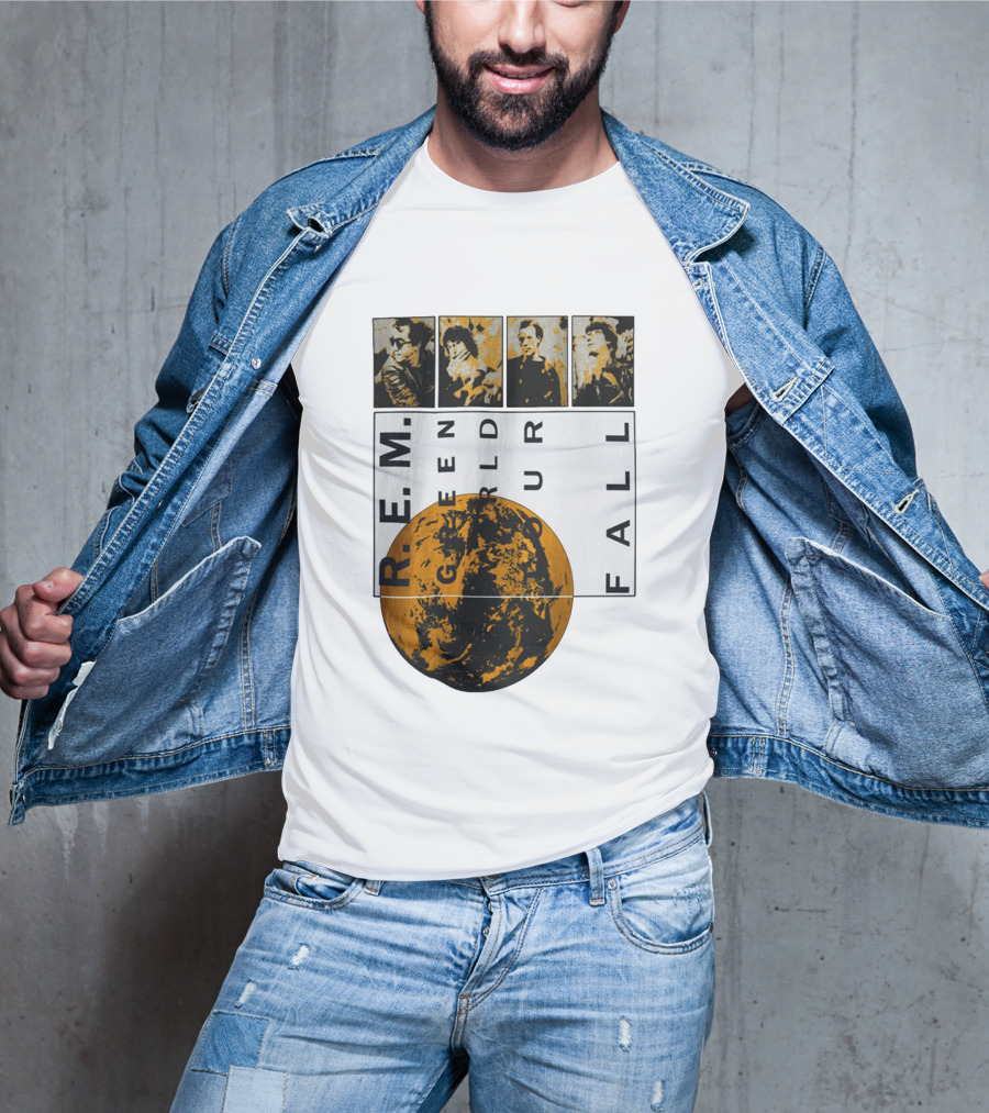 R.E.M. 1989 Green World Tour Fall Vintage Planet Band Photography T-Shirt