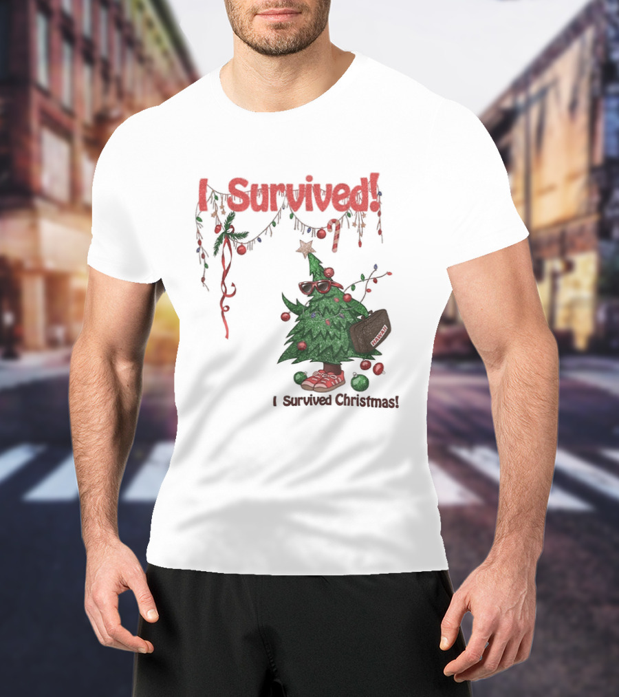 I Survived Christmas Funny Holiday Tree Celebration T-Shirt