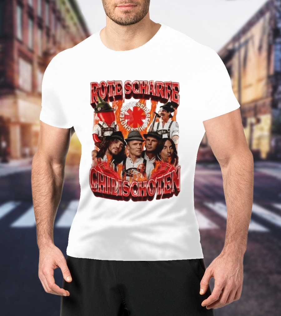 Rote Scharfe Chilischoten Lederhosen Band Mitglieder Custom T-Shirt
