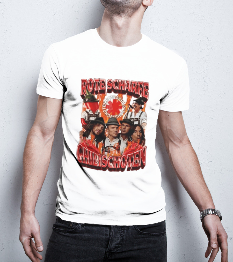 Rote Scharfe Chilischoten Lederhosen Band Mitglieder Custom T-Shirt