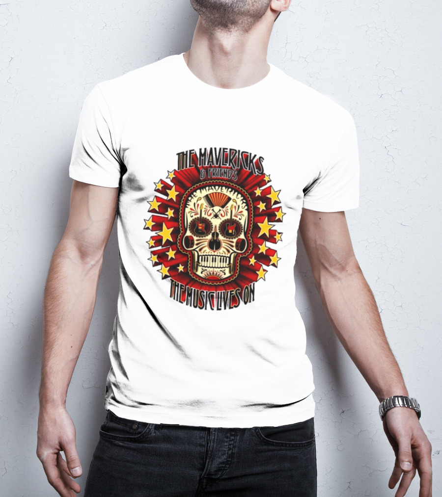 The Mavericks The Music Lives On 2026 Tour Dates Sugar Skull Stars Guitar T-Shirt