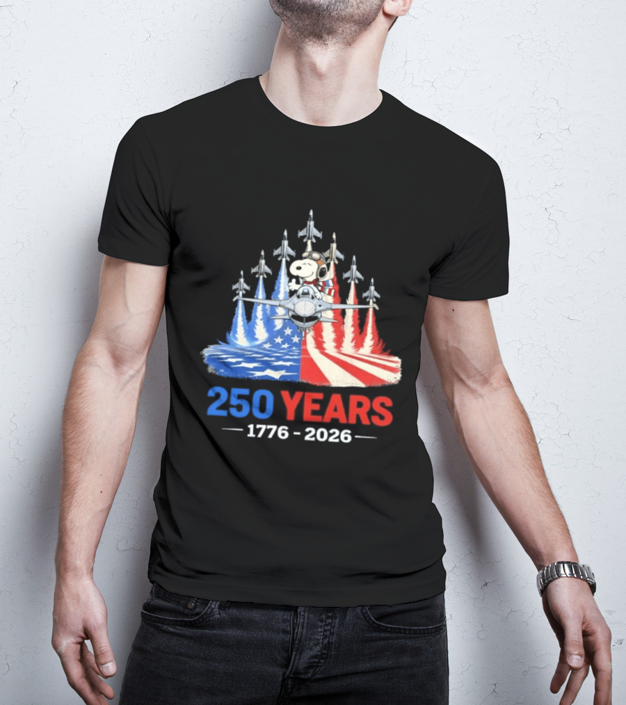 250 Years 1776 2026 Snoopy American Flag Jets T-Shirt