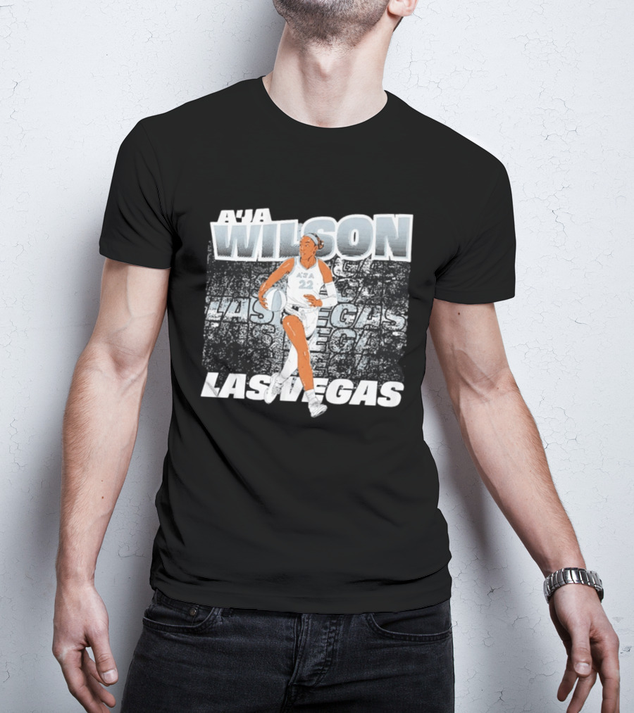 A'ja Wilson 22 Las Vegas Aces Basketball Player Action T-Shirt