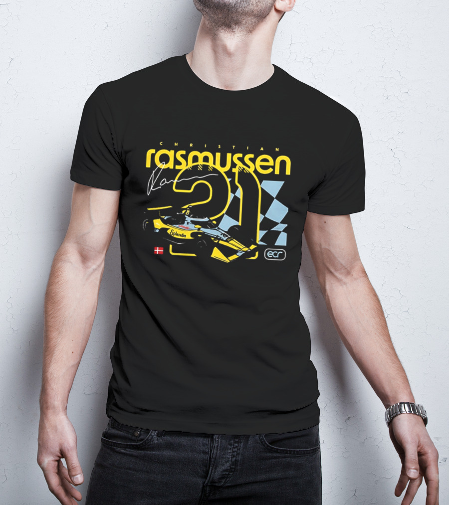 Christian Rasmussen 21 Splenda Chevrolet Racing ECR Flag Denmark T-Shirt
