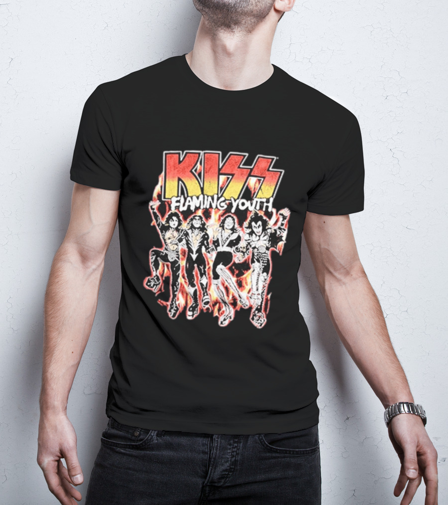 KISS Flaming Youth Band Members T-Shirt