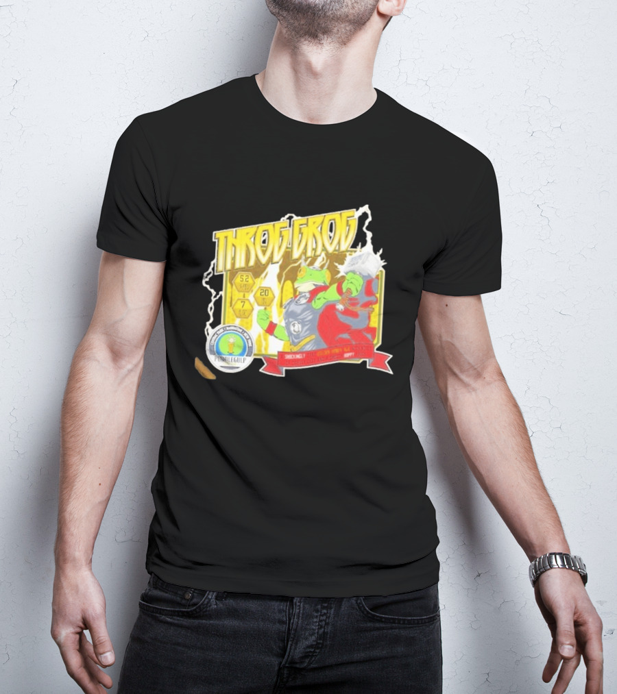 Throg Grog Puddle Gulp Superhero Frog Lightning Hammer Comic T-Shirt