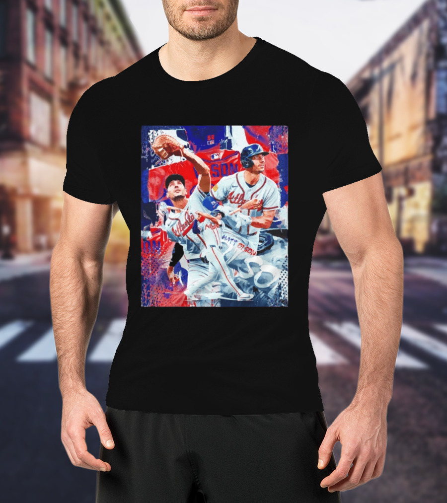 Matt Olson Atlanta Braves Baseball Action Collage T-Shirt