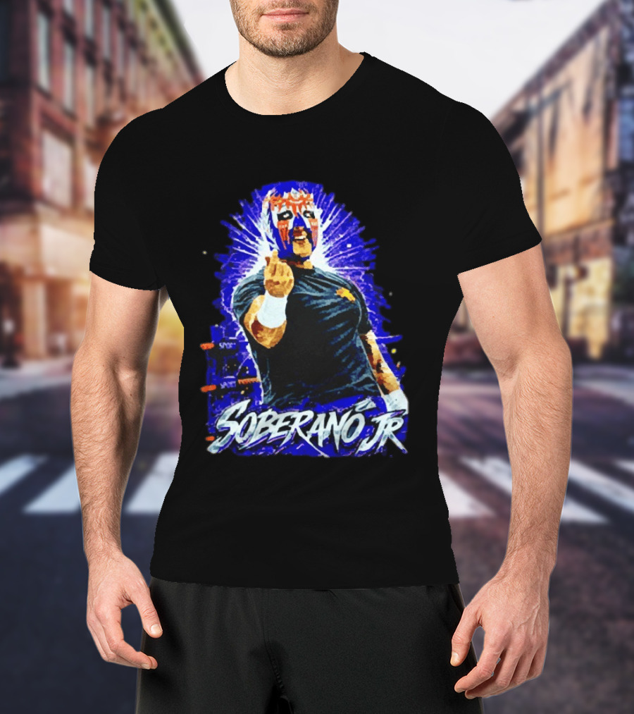Soberano Jr Mexican Luchador Mask And Pose T-Shirt