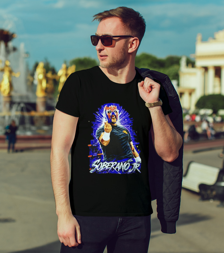 Soberano Jr Mexican Luchador Mask And Pose T-Shirt