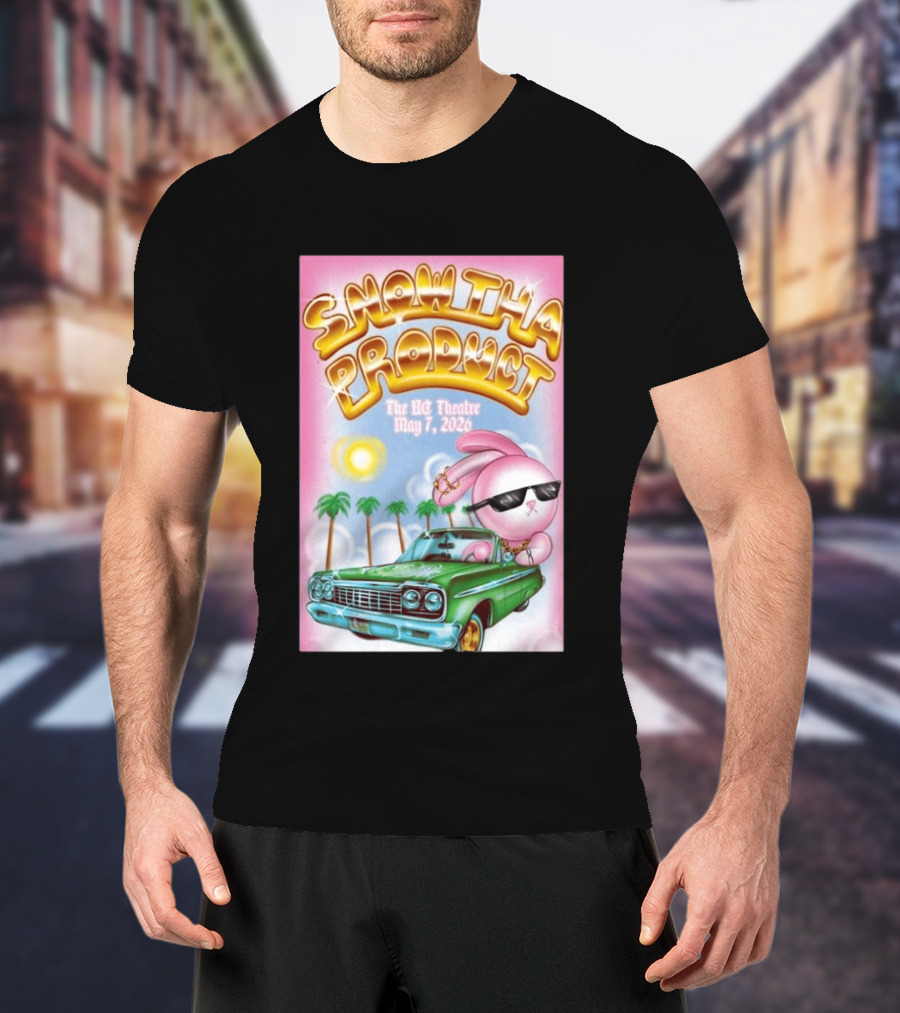 SNOW THA PRODUCT UC Theatre May 7 2026 Pink Bunny Sunglasses Lowrider Palms T-Shirt